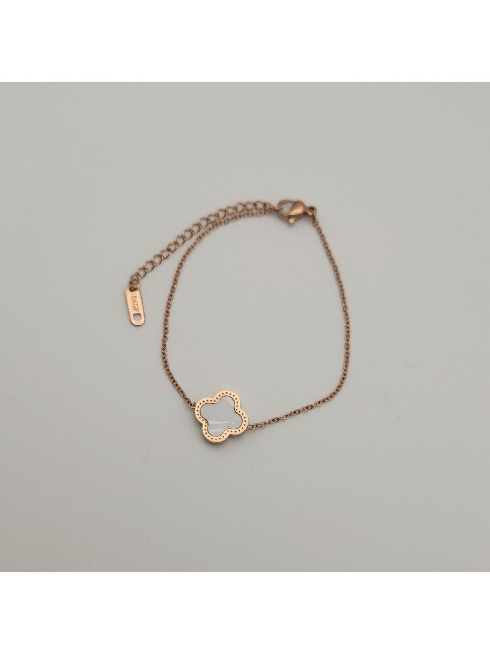 18K Rose Gold Plated Clover Chain Bracelet – Delicate & Minimal